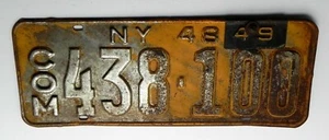 New York NY 1948 + 49 Tag Auto License Plate 438-100 Commercial YOM Rat Rod - Picture 1 of 2