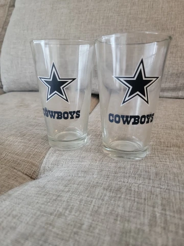 Dallas Cowboys NFL Drinking Glass Cup Lot Of 2 Cover