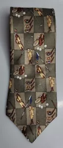 Zianetti Olive Green Brown 100% Silk Mens Designer Golf Tie USA Golfer Golfing - Picture 1 of 6