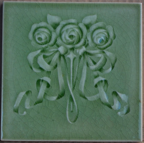 ANTIQUE BOOTE - ART NOUVEAU MAJOLICA TILE C1900 Cover