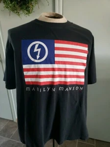 Vintage 1997 Marilyn Manson American Antichrist By Choice T Shirt American Flag - Picture 1 of 23
