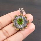 Natural Peridot Gemstone Pendant 925 Sterling Silver Indian Jewelry For Women