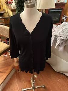 HAMPSHIRE Studio Women’s Black Cardigan Size Lg. Lace he. 3/4 sleeves - Picture 1 of 6
