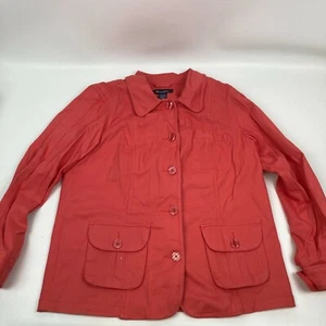 Denim & Co womwns Long Sleeve Stretch Twill Jacket with Pockets Peach M - Picture 1 of 8
