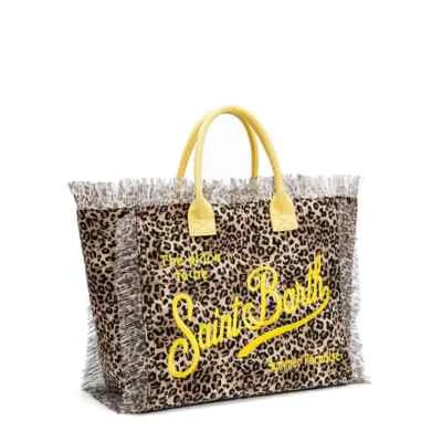 ANDIMEI Borsa estiva da mare saint barth leopardata nappe fatta a mano 38x20x33cm