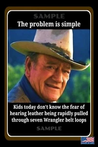 ¡LOS MEJORES SIGNOS DEL MUNDO! ¡SIGNO DE METAL 8"X12"! CONSEJOS DE HUMOR PARA PADRES VAQUEROS JOHN WAYNE - Imagen 1 de 2
