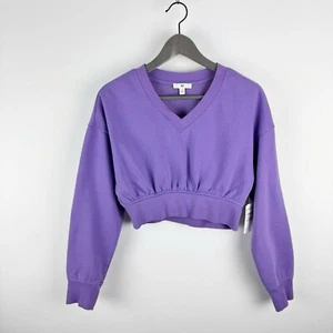 bp. V-Ausschnitt Cropped Sweatshirt Gr. XS Pullover Lila Langarm Crop Top Neu mit Etikett - Bild 1 von 14