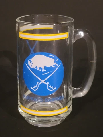 Vintage Buffalo Sabres ORIGINAL LOGO NHL National Hockey League Glass HandledMug Cover