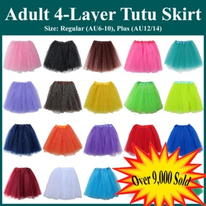 Adults Teens Girl Tutu Ballet Skirt 4 Layer Tulle Costume Fairy Party Hens Night - Picture 1 of 73