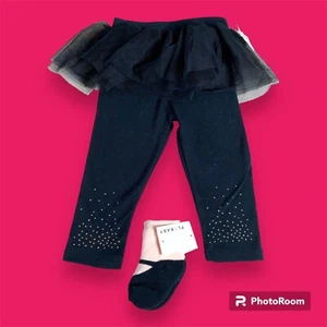 NWT PL Baby Girls 18m Months Black Glitter Leggings Tutu Skirt & Sock Set - Picture 1 of 9