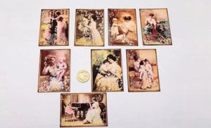 8-Muttertag-Vintage Style-Mama und Kind-Handarbeit-Leinen Cardstock-Aufkleber - Bild 1 von 1