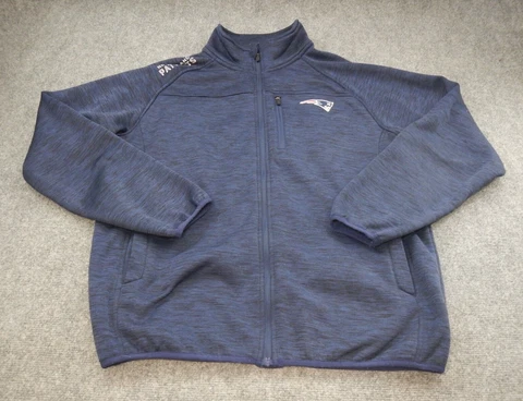New England Patriots Jacket Mens XL Blue NFL Football Full Zip Medium Weight Cover