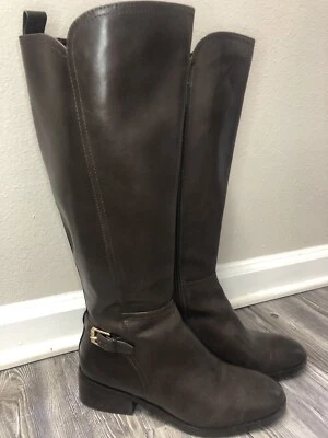 Bota de equitación alta Cole Haan Hayes para mujer talla 7 cuero negro plana ecuestre Foto 1 de 4