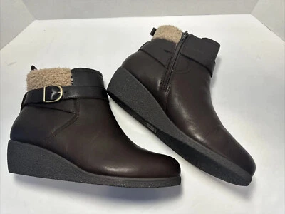 Botín Lands End para mujer talla 10M marrón vegano. Hebilla cuña LKNU OB3 Foto 1 de 4