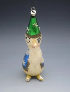 CZECHOSLOVAKIA VINTAGE MERCURY GLASS MICA WIZARD 6.5" COTTON BEARD FIGURAL - Bild 1 von 6