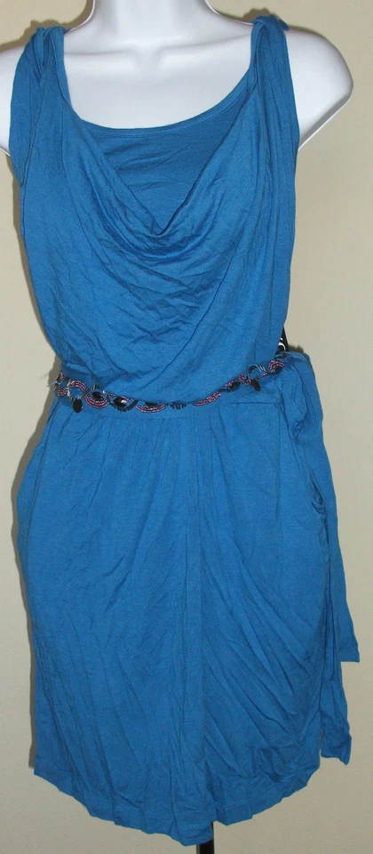 NUEVO CON ETIQUETAS Genuino XOXO Azul Capas Manga Retorcida Cinturón Rayón Vestido, Talla XL, DEFECTUOSO Foto 1 de 1