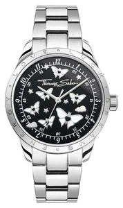 Thomas Sabo Farfalle Luminose (34 Mm) Quadrante Nero / Bracciale WA0432-201-203 - Foto 1 di 1