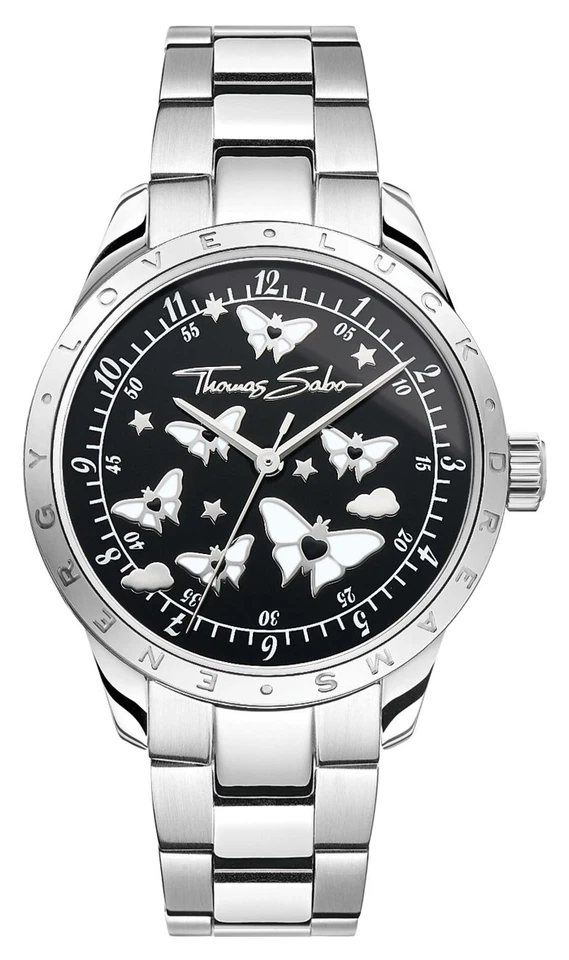 Thomas Sabo Farfalle Luminose (34 Mm) Quadrante Nero / Bracciale WA0432-201-203 - Immagine 1 di 1