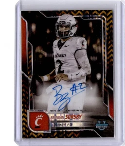 Bowman University 2025 cromo Brendan Sorsby refractor sigiloso negro y dorado #/25 - Imagen 1 de 2