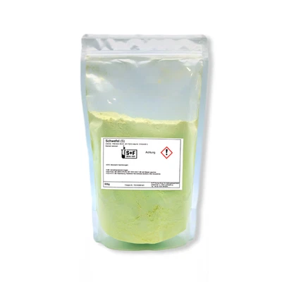 S+F CHEMIE-SHOP 500g - Schwefel (S) Schwefelpulver | 99,9% | Anorganisch | Sulfur Fein Gemahlen