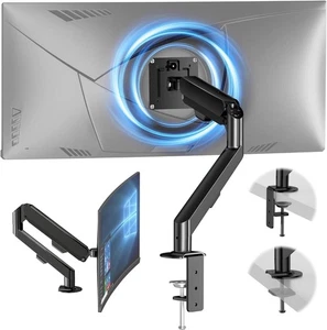 HEYMIX Adjustable Monitor Arm – Gas Spring VESA Mount, Swivel Stand, Black - Picture 1 of 6