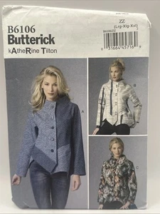 New Butterick B6106 K. Tilton Asymmetrical Patchwork Jacket Sewing Pattern L-XXL - Picture 1 of 3