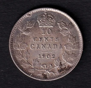 Canada 1902H 10c Ten Cent Silver Dime King Edward VII VF Very Fine .925 Silver - Picture 1 of 2
