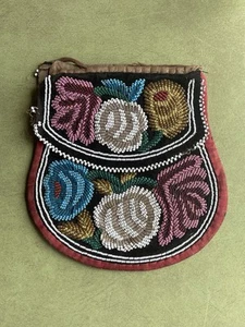 Irokesen Blumen Perlen Beutel Geldbörse um 1800 - Bild 1 von 6