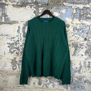 Suéter tejido texturizado de algodón Ramie verde grande Towncraft XX-grande para hombre - Imagen 1 de 5