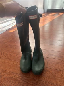 Botas de lluvia altas de goma verdes militares originales Hunter para mujer EE. UU. 9 - Imagen 1 de 11
