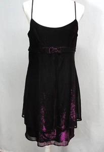 Vtg 90s ALL THAT JAZZ Purple Black Shimmer Spaghetti Strap Mini Dress 13/14 - Picture 1 of 7