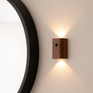Rechargeable Wooden Wall Light Motion Sensor PIR Cordless Night Lamp by Auraglow - Picture 1 of 8