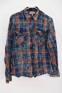 True Religion Mens Blue Red Plaid Long Sleeve Button-Up Shirt Size L - Picture 1 of 6