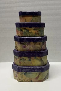 Vtg Elegant Decorative Hexagon Nesting Gift Boxes -5 Boxes- Nesting Boxes - GUC - Picture 1 of 4