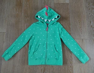 Mini Boden Girls Green Polka Dot Dinosaur French terry Hoodie Size 9-10 EUC - Picture 1 of 7