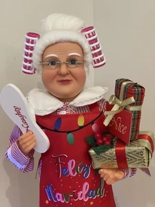 Nuovo 18" in piedi cubano latina Abuela BABBO NATALE Feliz Navidad, rulli, regali - Foto 1 di 9