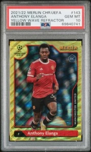 Merlín UEFA Anthony Elanga Yellow Wave 2021-22/225 RC #143 Man U PSA 10 - Imagen 1 de 2
