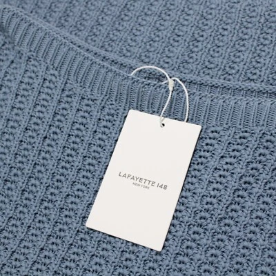 Suéter Lafayette 148 Nuevo con Etiquetas Cuello Barco Talla L EE. UU. En Azul Puerto Mezcla Algodón/Seda Foto 1 de 4