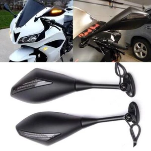 Motorcycle LED Turn Signal Mirrors For Honda CBR600RR CBR500R Suzuki GSXR 750 UK - Picture 1 of 11