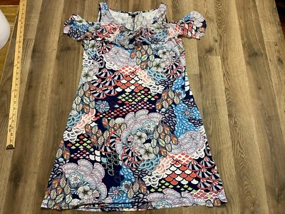Vestido Roz & Ali, para mujer talla mediana, multicolor, floral, hombro frío Foto 1 de 4
