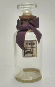 Botella de perfume vacía vintage Henri Bendel New York 10 West con cinta 2 onzas - Imagen 1 de 3
