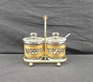 Vintage Culver oder Jeanette Glas & Metall goldfarben Gewürzset - Bild 1 von 11