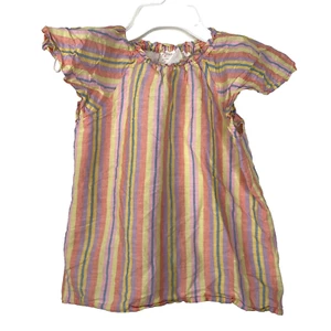 J.CREW Girls Flutter Sleeve Linen Blend Striped Top Size M Beach Summer Casual - Picture 1 of 8