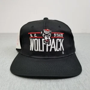 Vintage NC State Wolf Pack Hat Cap Snap Back Black College Twill Youngan NCAA - Picture 1 of 14