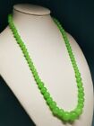 Exquisite Chinese 6-14mm Natural Light Green Jade Round Beads Necklace A04