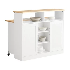 SoBuy Isla de Cocina con Superficie de Trabajo Extensible Armario de Cocina FSB36-WN - Imagen 1 de 9