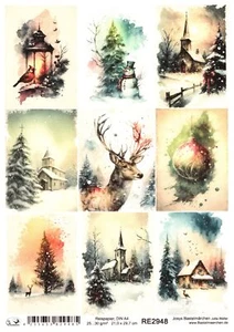 Papel de arroz A4 seda de paja decoupage Navidad Navidad kl. Imágenes RE2948 - Imagen 1 de 1