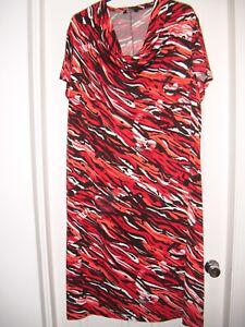 Ladies Red Multicoloured Dress - Size 30
