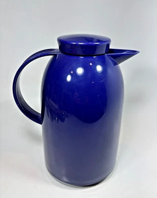 EMSA Flamenco Cobalt Blue Plastic Thermos Retro Vacuum Thermal Carafe 1L Germany - Image 1 of 4