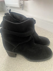 Next Black Suede Leather Distressed Sludge Boots 6.5 BN - Picture 1 of 5